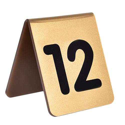 SAGIDAR - Panneaux À Poser Sur Table 7x8cm, Tente Style Acrylique Numéros 1-10 1-20, Conception À Coins Arrondis, Épais Et Durable Imperméable Et Facile À Nettoyer, Table Numéro Plaque Pour Mariage(Gold,1-20)
