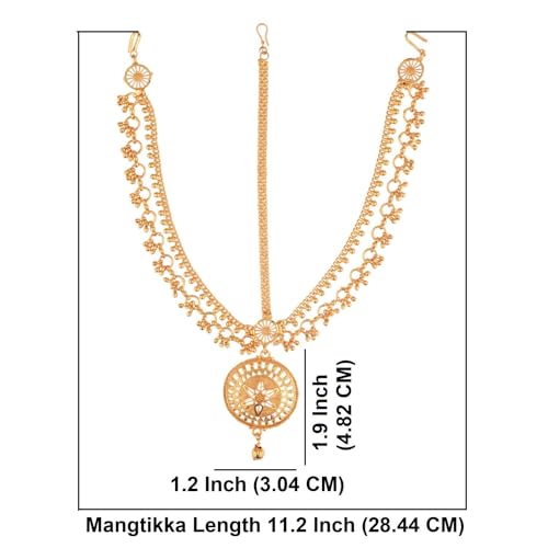 Efulgenz Indian Bollywood Vintage Mange Tikka Crystal Kundan Head Chain Bridal Wedding Jewelry Hair Accessories, Onesize, Metal, not known by Efulgenz - Image 3