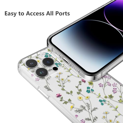 Image of RALEAVO Floral Case for iPhone 13 Pro, Clear Case with Flower Branch Pattern, Cute Cover Case for Girls Women, Slim Thin Soft Silicone Shockproof Phone Case, Wireless Charging Compatible, Transparent | for iPhone 13 Pro Case Clear with Cute Flower Branch Pattern,Pretty Case for Girls Women,Soft Silicone Shockproof Cover