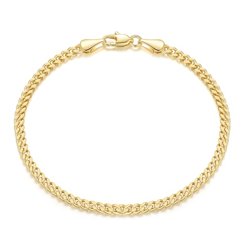 Bracelets for Women 14K Gold Bracelets Classic Cuban Chain Charm Bracelet Fashion Jewelry Gifts for Women 6.5/7/7.5/8/9 in - Main Image