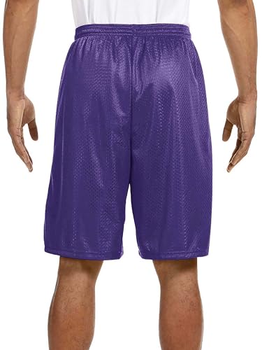 Hat and Beyond Mens Lightweight Basic Mesh Solid Basketball Jersey Workout Fitness Gym Shorts (X-Large, 1ihb01_Purple)