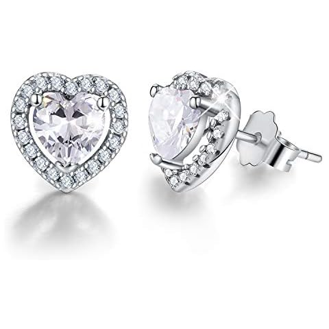 ✦Christmas day Gifts✦14K Gold Plating 925 Sterling Silver Birthstone Love Heart Stud Earrings Cubic Zirconia Earrings Birthday Gifts for Women.(April-Diamond) Cover