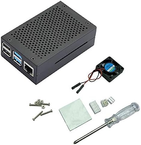Andifany para Raspberry Pi 4 la Carcasa de Aluminio, para la Carcasa de Metal Raspberry Pi 4 con Ventilador de RefrigeracióN y Disipadores TéRmicos para Raspberry Pi 4 Modelo B (Negro) Informática,Componentes,Dispositivos externos,Cajas de ordenador de sobremesa