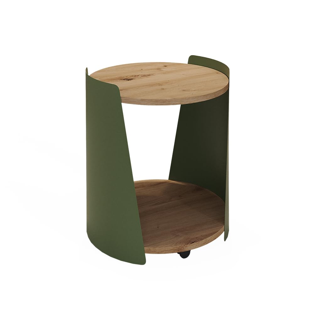 Vicco Mesa de Centro Lofta, Verde, 40 x 40 cm | con ruedas para colocación flexible y fácil desplazamiento