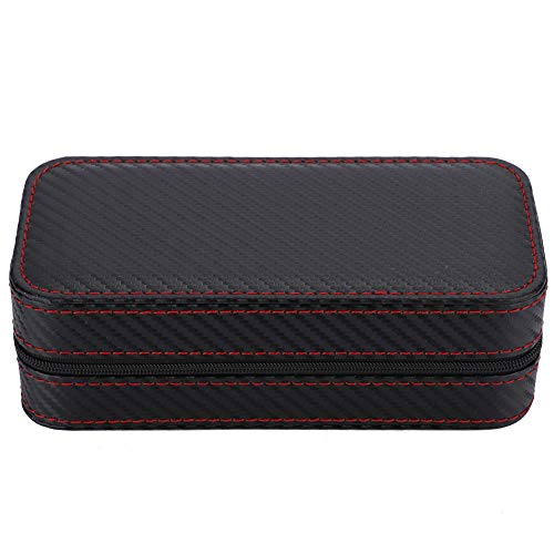 FUZHUI Portable 2 Slot Carbon Leather Watch Storage Box, Durably Watch Holder, Scratch, Exquisite Craftsmanship, Travel Friendly