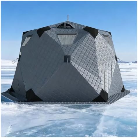 Portable Ice Fishing Shelter Tent for 6-10 People, 8.5x8.5ft with Stove Jack & Floor, Weatherproof Ice Fishing Gear for Winter Outdoor Adventure