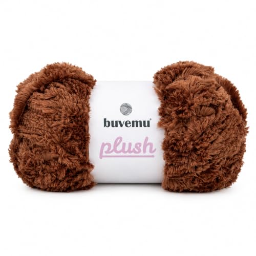 Buvemu Plush Faux Fur Yarn for Crochet, Knitting & Crafts, Brown
