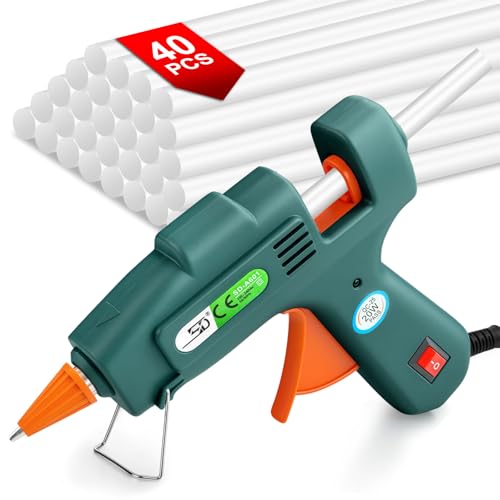 Flintronic Pistola de Pegamento Caliente, 20W Mini Pistola Silicona Manualidades, Calentamiento Rápido, con 40 Barras de Pegamento, para Bricolaje Artesanía, Reparaciones Industriales, Oficina