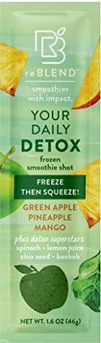 reBLEND Smoothie Pops | Your Daily Detox 5 Pack | Frozen Fruit + Veggies + Superfoods | Dairy-Free, Vegan, Gluten-Free, No Sugar Added, Anti-Inflammatory | Eco-Friendly and Zero Waste | 1.6oz each