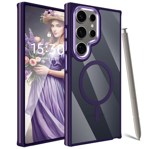 Coque Samsung S24 Ultra Magsafe violette antichoc et ultra-fine avec support voiture