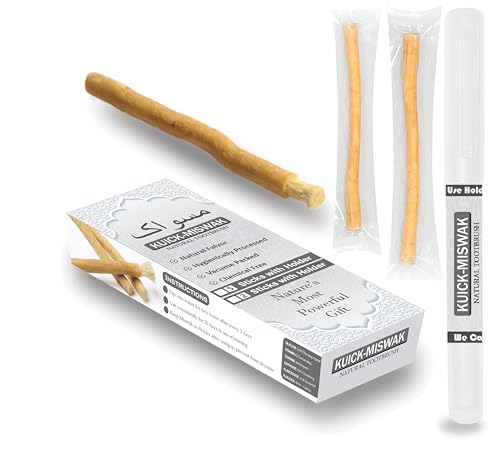 Natural Maswak Stick| Chewable Toothbrush | Organic Teeth Cleaning & Whitening | Natural Tooth Brush | 02 Maswak with one Holder | Vacuum Sealed for Freshness | Oral Care & Healthy Gums مسواك