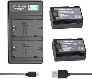 NP-FZ100 2 Pack Replacement Batteries and LCD Display Dual Battery Charger for Sony (Alpha) A9 A9R A9S 9 9S 9R,A7III A7IV A7RIII A7R3 A7R IV A7C A7S,III A6600 ILCE 9M2 BC-QZ1 Camera -16.4Wh 2280mAh