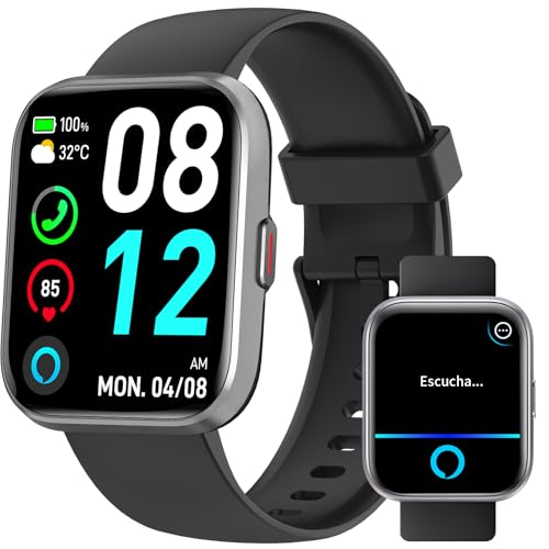 Fitpolo 1,8' Relógio inteligente homem com chamadas e Alexa assistente, martwatch homem com IP68 impermeável, monitor de pulso / sonho/SpO2, 110 modos de desporto, relógio desportivo homem para
