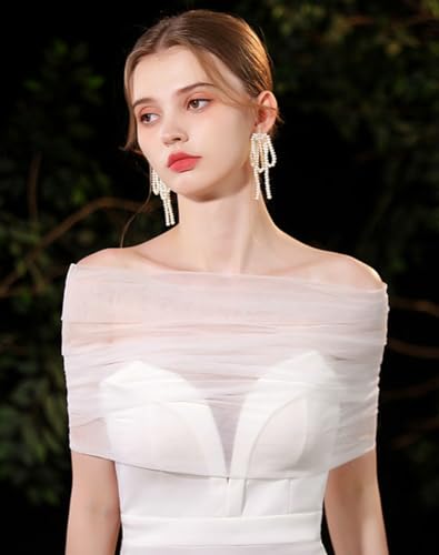 White Tulle Wedding Bridal Shawl Elegant Lace Bridal Shawl Wraps Womens White Wedding Cape Wrap Stole Capelets Scarf Bride2