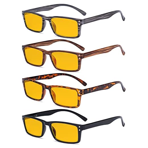 Eyekepper 4 Pack Blue Light Filter Glasses Blocking Digital Glare Readers for Women Men Reading Computer Screen Amber Tinted +0.75