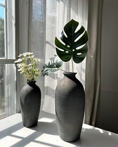 PORCER Ceramic Vases for Home Decor, Black Bronze Ceramic Vase Se...
