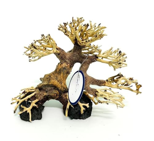 Bonsai Driftwood Aquarium Tree (8in H x 6in L), Handcrafted Fish Tank Decoration | Easy to Install...