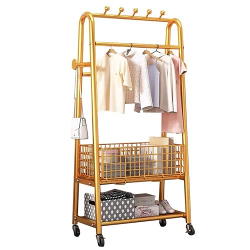 Garderobenständer Metall Garderobenständer Schwerlast Kleiderständer mit Haken und Lagerregal Belastbar bis 100kg Ideal für Eingangsbereich, Schlafzimmer, Büro