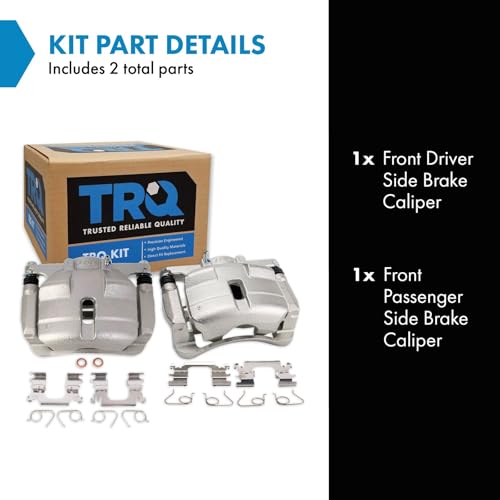 Image of TRQ Front Brake Caliper Set Zinc Coated Brackets Hardware Compatible with 2014-2018 Nissan Rogue