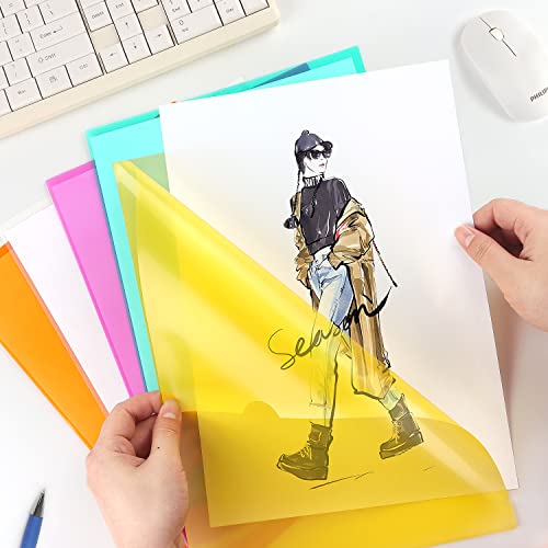 8 Pack Clear File Folders Plastic Project Pockets, Colored Project Sleeves, Plastic Paper Sleeves Folders For Letter Size And A4 For School And Office Supplies #TOP5