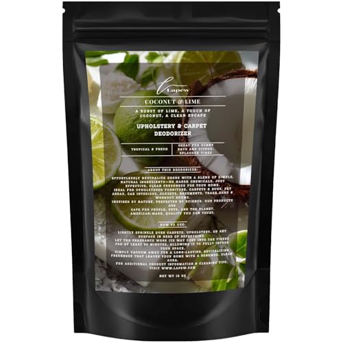 Lapew Coconut & Lime Carpet Freshener Powder: Powerful Odor Eliminator for Home, Upholstery Deodorizer, Carpet Deodorizer, Pet Urine, Cat Litter Box - Coconut Lime Verbena Fragrance