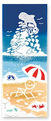 ミヤモトタオル 宮本 てぬぐい 注染手ぬぐい kenema 夏の浜辺 ブルー 約35×90cm 50188