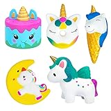 Ouddy Unicorn Squishies Toys Set, 5 Pack Squishy Toys for Kids Jumbo Unicorn Cake, Horse, Donut,...