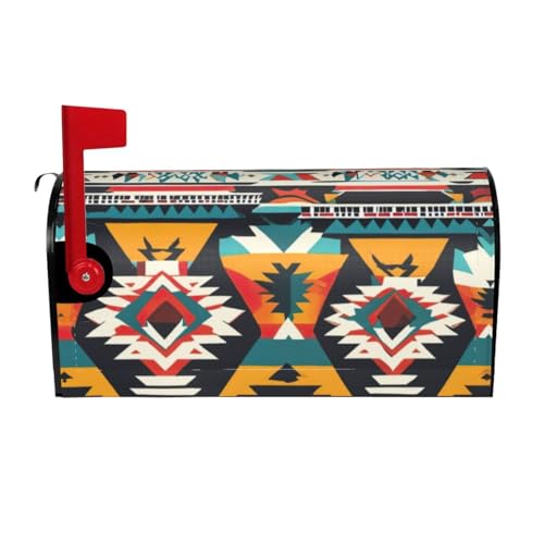 Native American Pattern Print Mailbox Cover Magnetic Mailbox Wraps Post Box Cover Garden Yard Home Decor 21x18 in