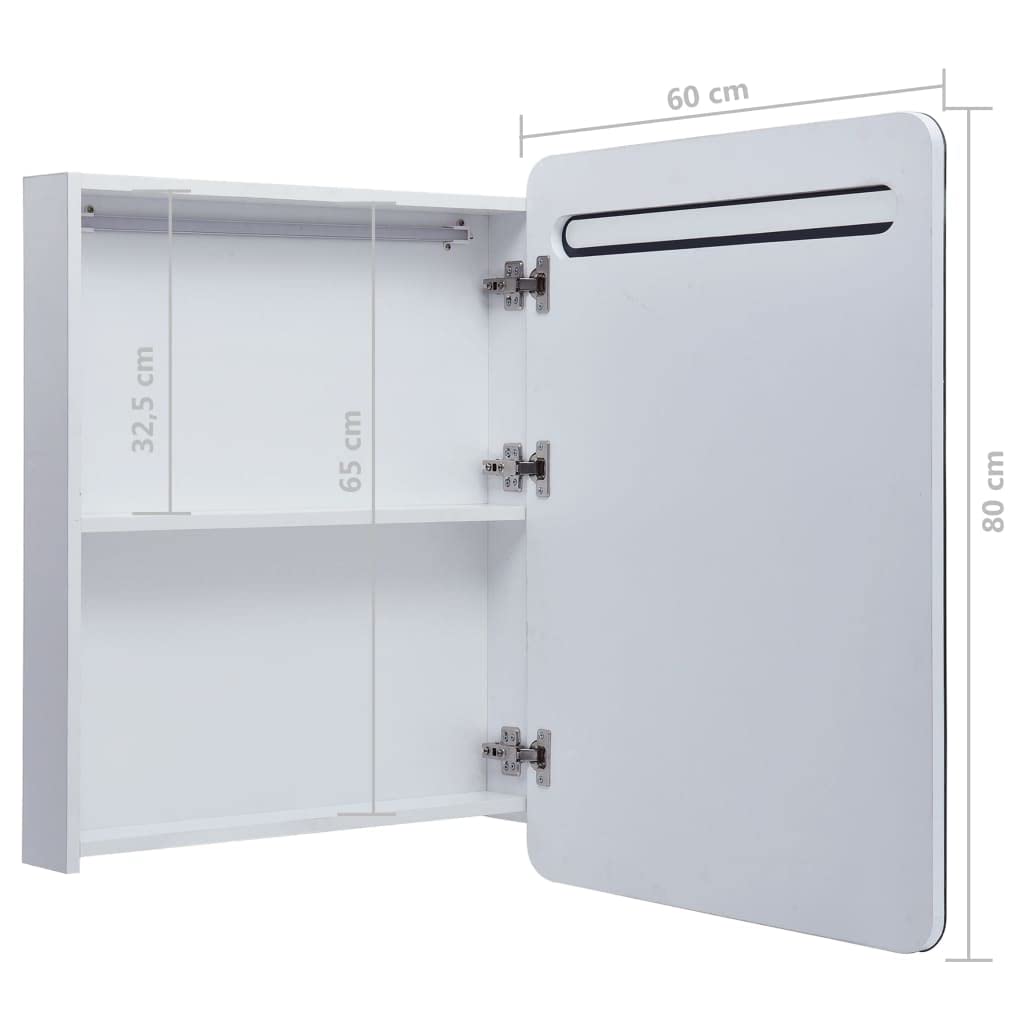 vidaXL Armario de Cuarto de Baño con Espejo y LED Mobiliario Hogar Accesorios Muebles Organización Almacenamiento Estilo Moderno Funcional 60x11x80cm