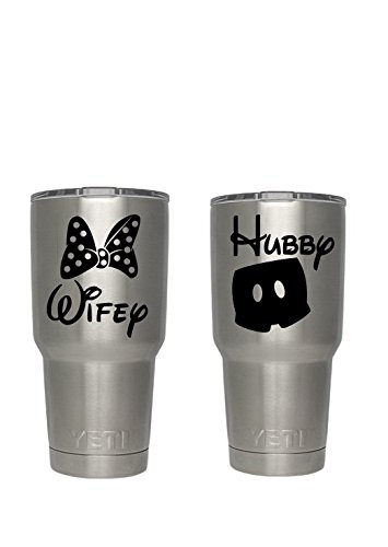 Disney Wifey/Hubby (Black) Decals for Yeti cups - Car Sticker - Car Decal - Window Sticker for Tumbler, Cup, Car, Truck, Wall, Notebook, SUV, Computer, Laptop, Motorcycle, Helmet (Black)