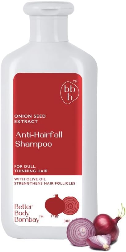 Onion Anti Hairfall Shampoo โ 300ml | Promotes Healthy Hair Growth, Reduces Breakage & Strengthens Hair | Chemical-Free, Sulphate & Paraben Free | Vegan | Adds Volume | Unisex