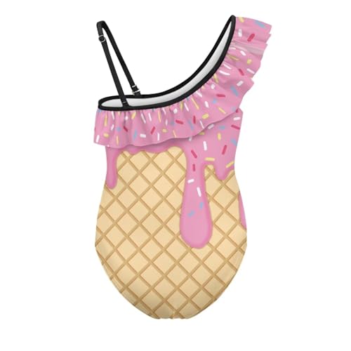 Image of Girls One Piece Bathing Suit,Slim-Fit Ruffle Strap Swimsuit with Adjustable Strap Quick Dry Summer Beach Swim Suit