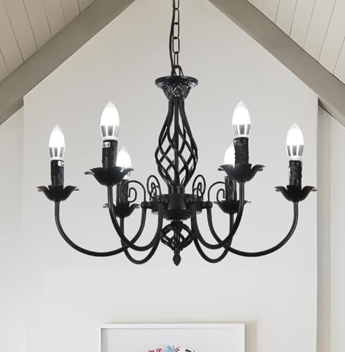 Tealight 6-Light Farmhouse Chandelier for Dining Room, Vintage Industrial Pendant