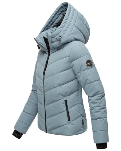 MARIKOO Damen Winterjacke warme Steppjacke mit abnehmbarer Kapuze Samuiaa XVI Powder Blue Gr. L