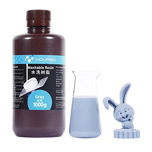 NOVA3D Water Washable 3D Printer Resin Lower Odor LCD 3D Rapid Resin 405nm Photopolymer Resin for LCD 3D Printing, Grey, 1000g