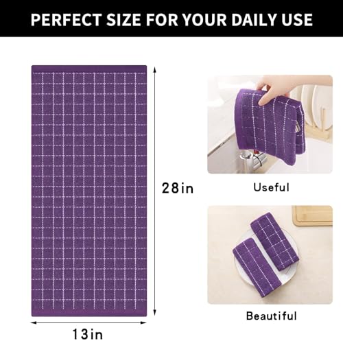 Image of Homaxy 100% Cotton Terry Kitchen Towels, 6 Pack, Purple