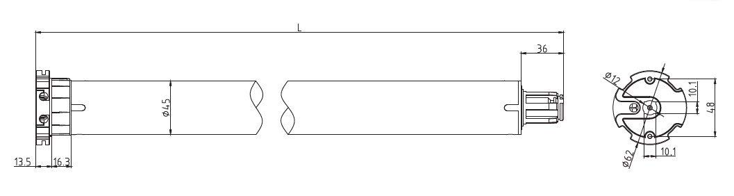 PALMAT Motor de persiana + electromecánico palmat Receptor 1 canal Foco para pared (SW60/capacidad de elevación de 45 kg)