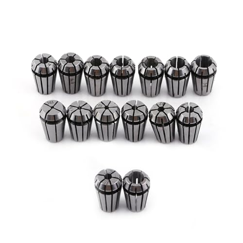 FLEXMAN 15Pcs ER11 Spring Collet Set, 1mm 1.5mm 2mm 2.5mm 3mm 3.5mm 4mm 4.5mm 5mm 5.5mm 6mm 6.5mm 7mm 1/8 1/4 Spring Steel Collet for CNC Engraving Machine Milling Lathe Tool