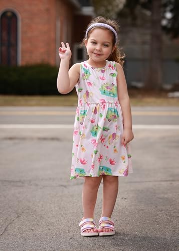 Image of Disney Frozen Elsa Princess Minnie Mouse Stitch Toddler Girl Dresses 2 Pack Short Ruffle Sleeve Costume Set Outfit 2-13 Years