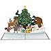 Produktbild papercrush® Pop-Up Karte Weihnachten im Wald - 3D Weihnachtskarte mit Tieren für Kinder (Mädchen oder Jungen) - Weihnachtsbillet mit Tannenbaum und Waldtieren für Frauen inkl. Umschlag