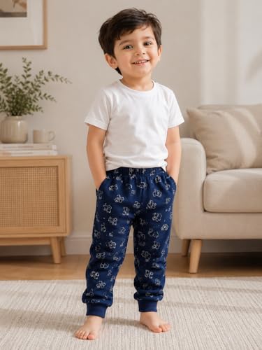 Image of superminis Unisex Baby Cotton Pyjama Set| Elegent Mix Color Printed Bottom Wear for Toddler (Pack of 5)
