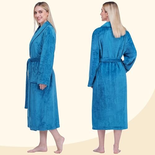 Image of PAVILIA Womens Robe Fleece Plush Soft, Fluffy Fuzzy Cozy Warm Bathrobe, Shower Spa House Long Robe for Women