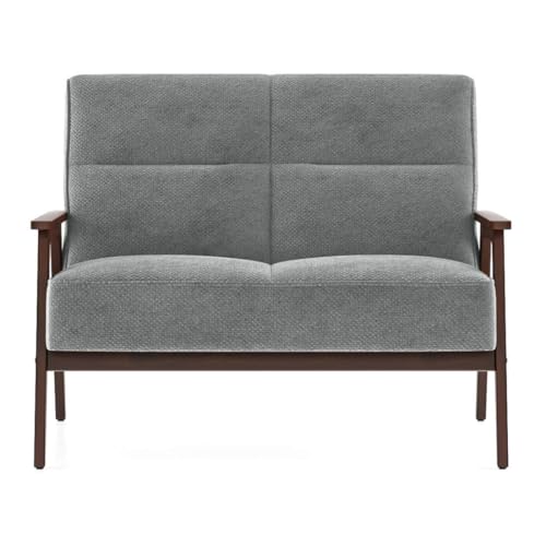 Image of Urban Ladder Logan 2 Seater Wooden Sofa in Grey Colour
