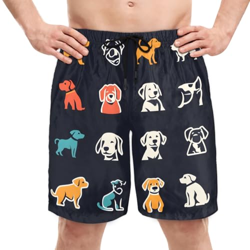 Men's Swim Trunks Size S Quirky Dog with Mesh Lining Soft Breathable Quick Dry Beach Shorts