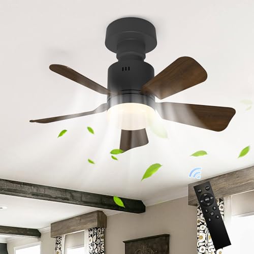 GEADI Ventilador de Techo con Luz LED Regulable,Lampara Ventilador Techo con Control Remoto,Ajustables 4 Velocidades y 3 Temperaturas de Color,Socket E27,45 cm Color Nogal