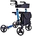 Déambulateur Pliable avec siège à Double Frein et Sac de Rangement Amovible Chariots de Courses pour Personnes âgées Trottinette à Quatre Roues Pliable