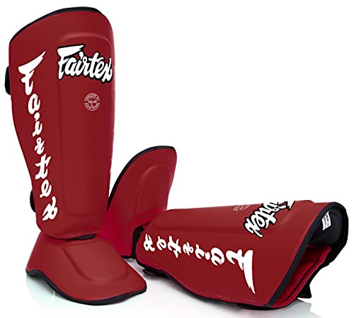 Fairtex Muay Thai Shin Guards Sp7 Detachable In-Step Shin Pads (Aka Twister) Shin Protection For Muay Thai Mma K1 (Red, Medium) #TOP4