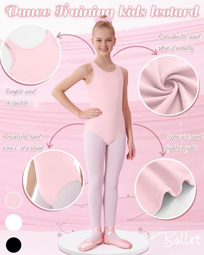 Image of 3 Pack Girls Leotards Toddler Ballet Tank Leotard Kids Dance Gymnastics Outfits Solid Sleeveless Bodysuit 2-12Y