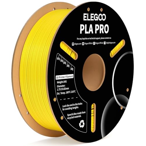 Image of ELEGOO PLA PRO Filament 1.75mm Yellow 1KG, 30-250mm /s Printing Speed Improved Rigidity 3D Printer Filament Dimensional Accuracy + /- 0.02mm, 1kg Spool (2.2lbs)