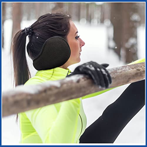 Jeere Winter Ear Warmers Unisex Foldable Ear Warmers Polar Fleece Winter Ear Muffs Knits Behind The Head Ear Covers For Women Men Cold Weather (Black, Gray, Navy Blue, 3 Pack) #TOP5